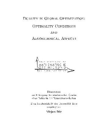 خرید و دانلود نسخه کامل کتاب Duality in Global Optimization: Optimality Conditions and Algorithmical Aspects –  PDF