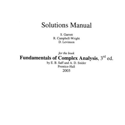 خرید و دانلود نسخه کامل کتاب Fundamentals of Complex Analysis: with Applications to Engineering and Science (3rd edition) – PDF [Solutions Manual]