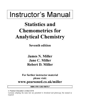 خرید و دانلود نسخه کامل کتاب [Instructors Manual] Statistics and Chemometrics for Analytical Chemistry (7th Edition) – Pdf