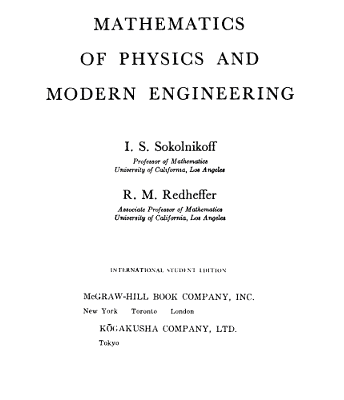 خرید و دانلود نسخه کامل کتاب Mathematics of Physics and Modern Engineering BY Sokolnikoff –  Pdf