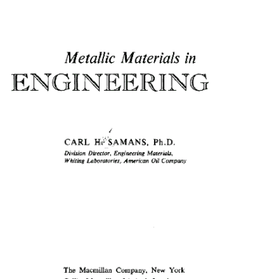 خرید و دانلود نسخه کامل کتاب Metallic materials in engineering BY Samans –  Pdf