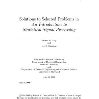 خرید و دانلود نسخه کامل کتاب [Soultion Manual] An Introduction to Statistical Signal Processing BY Gray – Pdf