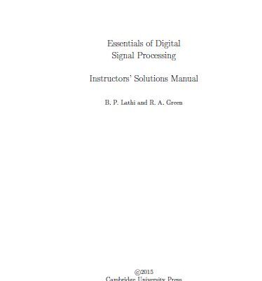 خرید و دانلود نسخه کامل کتاب [Soultion Manual] Essentials of Digital Signal Processing – Pdf