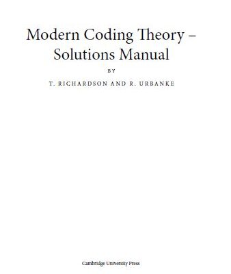 خرید و دانلود نسخه کامل کتاب [Soultion Manual] Modern Coding Theory BY Richardson – Pdf