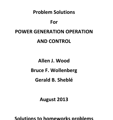 خرید و دانلود نسخه کامل کتاب [Soultion Manual] Power Generation, Operation, and Control (3rd Edition) – Pdf