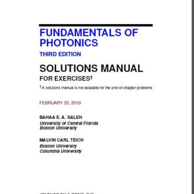 خرید و دانلود نسخه کامل کتاب Fundamentals of Photonics, 2 Volume Set, 3rd Edition [Solutions Manual]