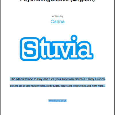 خرید و دانلود نسخه کامل کتاب Summary: Introduction to Psycholinguistics (English) – PDF