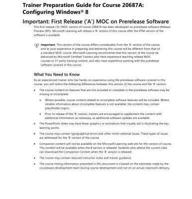 خرید و دانلود نسخه کامل کتاب 20687A Configuring Windows 8 Setup Guide, Trainer Preparation Guide