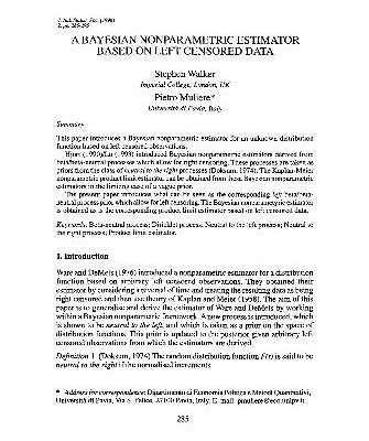 خرید و دانلود نسخه کامل کتاب A bayesian nonparametric estimator based on left censored data