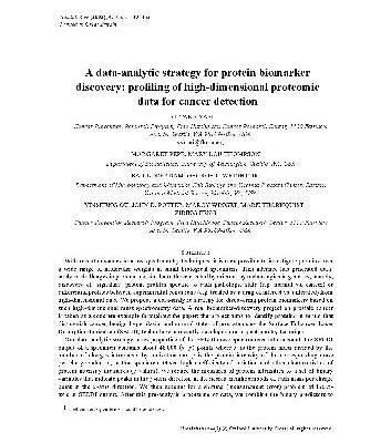 خرید و دانلود نسخه کامل کتاب A data-analytic strategy for protein biomarker discovery profiling of high-dimensional proteomic dat