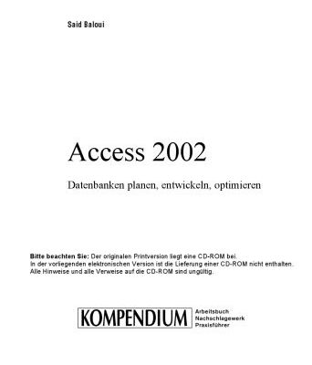 خرید و دانلود نسخه کامل کتاب Access 2002 – Kompendium . Datenbanken planen, entwickeln, optimieren