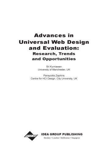 خرید و دانلود نسخه کامل کتاب Advances in universal web design and evaluation: research, trends and opportunities_6864dbe1c5602.jpeg خرید و دانلود نسخه کامل کتاب Advances in universal web design and evaluation: research, trends and opportunities
