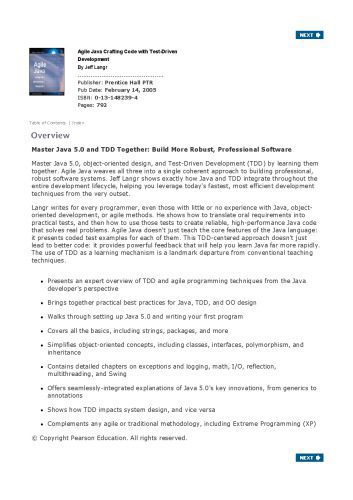 خرید و دانلود نسخه کامل کتاب Agile Java(TM): Crafting Code with Test-Driven Development_687a1f9888245.jpeg خرید و دانلود نسخه کامل کتاب Agile Java(TM): Crafting Code with Test-Driven Development