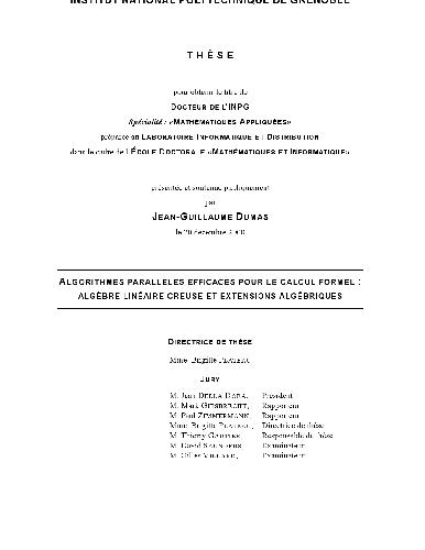 خرید و دانلود نسخه کامل کتاب Algorithmes paralleles pour le calcul formel: algebre lineaire creuse et extensions algebriques_68659d58d0ad9.jpeg خرید و دانلود نسخه کامل کتاب Algorithmes paralleles pour le calcul formel: algebre lineaire creuse et extensions algebriques