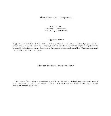 خرید و دانلود نسخه کامل کتاب Algorithms and Complexity 001