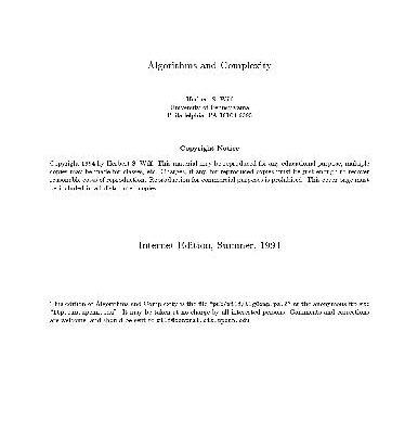 خرید و دانلود نسخه کامل کتاب Algorithms and Complexity