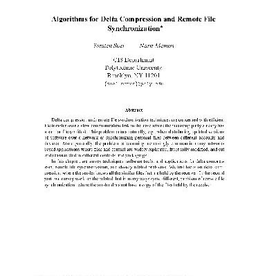خرید و دانلود نسخه کامل کتاب Algorithms for Delta Compression and Remote File Synchronization