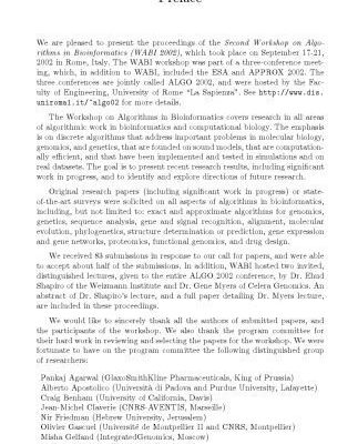 خرید و دانلود نسخه کامل کتاب Algorithms in Bioinformatics: Second International Workshop, WABI 2002 Rome, Italy, September 17–21, 2002 Proceedings
