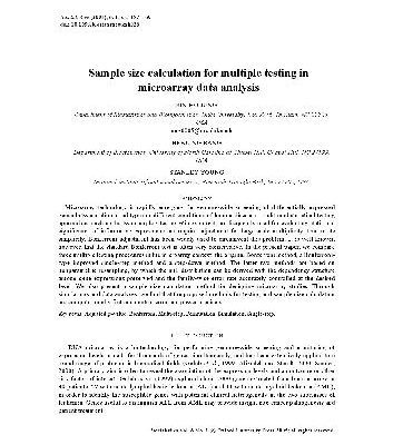خرید و دانلود نسخه کامل کتاب [Article] Sample size calculation for multiple testing in microarray data analysis