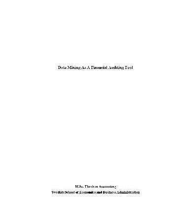 خرید و دانلود نسخه کامل کتاب Data Mining As A Financial Auditing Tool