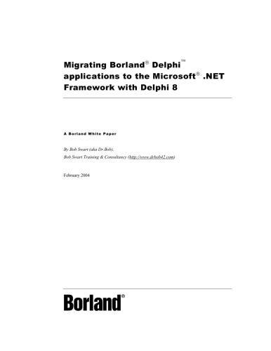خرید و دانلود نسخه کامل کتاب Delphi 8: Migrating Delphi applications to the Microsoft. NET Framework with Delphi 8_6870c584ac486.jpeg خرید و دانلود نسخه کامل کتاب Delphi 8: Migrating Delphi applications to the Microsoft. NET Framework with Delphi 8