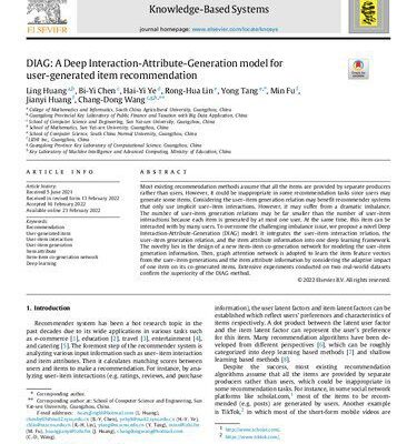 خرید و دانلود نسخه کامل کتاب DIAG: A Deep Interaction-Attribute-Generation model for user-generated item recommendation