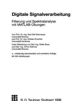 خرید و دانلود نسخه کامل کتاب Digitale Signalverarbeitung: Filterung und Spektralanalyse mit MATLAB-Übungen