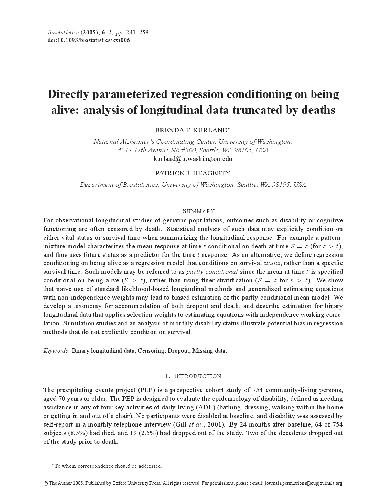 خرید و دانلود نسخه کامل کتاب Directly parameterized regression conditioning on being alive: analysis of longitudinal data truncated by deaths_686dff8116a03.jpeg خرید و دانلود نسخه کامل کتاب Directly parameterized regression conditioning on being alive: analysis of longitudinal data truncated by deaths