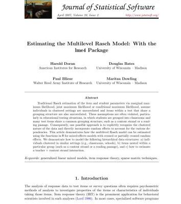 خرید و دانلود نسخه کامل کتاب Estimating the Multilevel Rasch Model: With the lme4 Package + Code