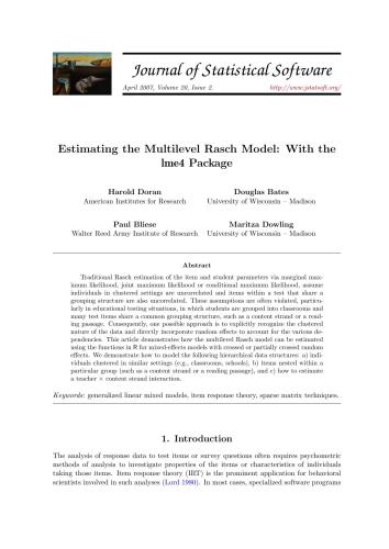 خرید و دانلود نسخه کامل کتاب Estimating the Multilevel Rasch Model: With the lme4 Package + Code_687a21562732f.jpeg خرید و دانلود نسخه کامل کتاب Estimating the Multilevel Rasch Model: With the lme4 Package + Code