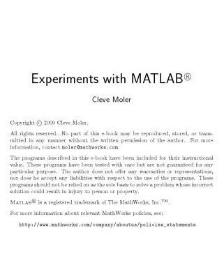 خرید و دانلود نسخه کامل کتاب Experiments with MATLAB