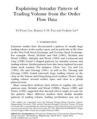خرید و دانلود نسخه کامل کتاب Explaining Intraday Pattern Of Trading Volume From The Order Flow Data