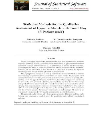 خرید و دانلود نسخه کامل کتاب Gerald van den Boogaart, Petzoldt T. Statistical Methods for the Qualitative Assessment of Dynamic Models with Time Delay (R Package qualV) + Code