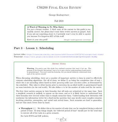 خرید و دانلود نسخه کامل کتاب Graduate Introduction to Operating Systems (CS 6200): Final Exam Review Notes