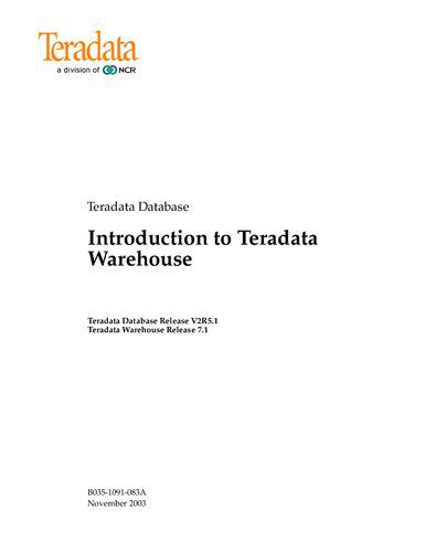 خرید و دانلود نسخه کامل کتاب Introduction to Teradata Warehouse. Teradata Database Release V2R5.1 Teradata Warehouse Release 7.1_6866e05804b64.jpeg خرید و دانلود نسخه کامل کتاب Introduction to Teradata Warehouse. Teradata Database Release V2R5.1 Teradata Warehouse Release 7.1