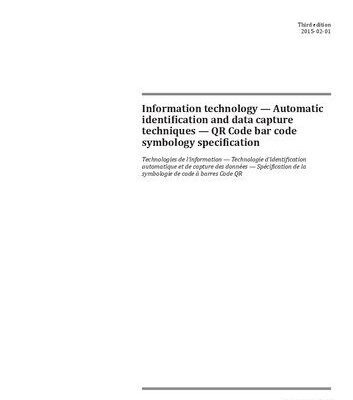 خرید و دانلود نسخه کامل کتاب ISO/IEC 18004:2015, Third Edition: Information technology – Automatic identification and data capture techniques – QR Code bar code symbology specification
