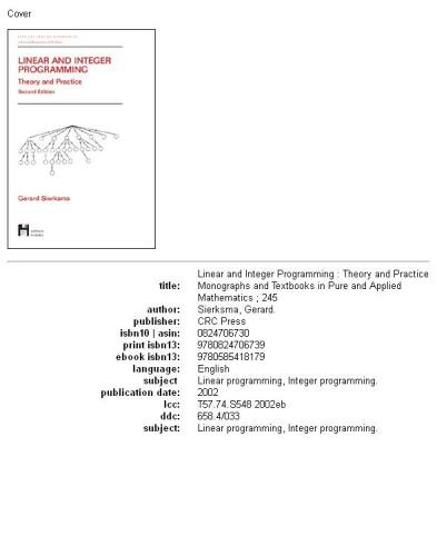 خرید و دانلود نسخه کامل کتاب Linear and Integer Programming: Theory and Practice_6873d575f2c68.jpeg خرید و دانلود نسخه کامل کتاب Linear and Integer Programming: Theory and Practice