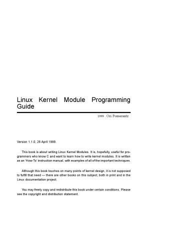 خرید و دانلود نسخه کامل کتاب Linux Kernel Module Programming Guide