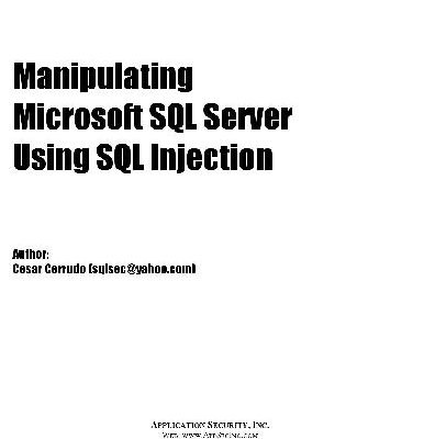خرید و دانلود نسخه کامل کتاب Manipulating SQL Server Using SQL Injection