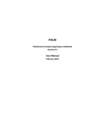 خرید و دانلود نسخه کامل کتاب [Manual] PALM: Plateforme d’analyse linguistique médiévale