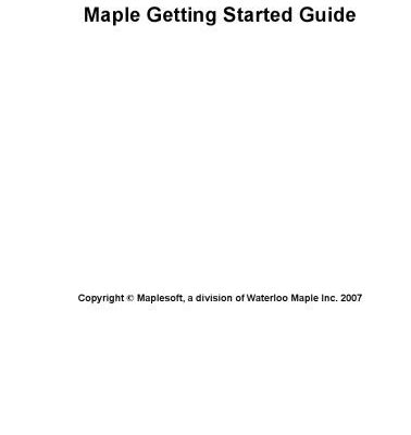خرید و دانلود نسخه کامل کتاب Maple 11 Getting Started Guide
