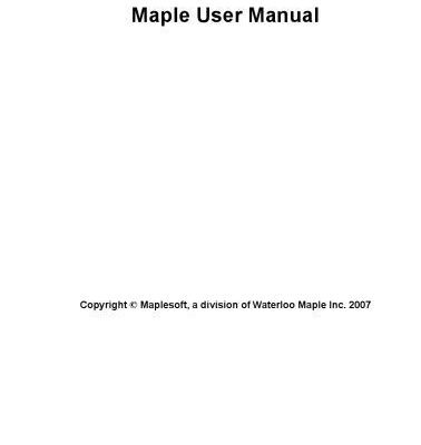 خرید و دانلود نسخه کامل کتاب Maple 11 User Manual