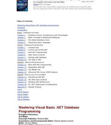 خرید و دانلود نسخه کامل کتاب Mastering Visual Basic .NET Database Programming
