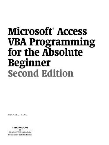 خرید و دانلود نسخه کامل کتاب Microsoft Access VBA Programming for the Absolute Beginner_6866ef056bbb7.jpeg خرید و دانلود نسخه کامل کتاب Microsoft Access VBA Programming for the Absolute Beginner