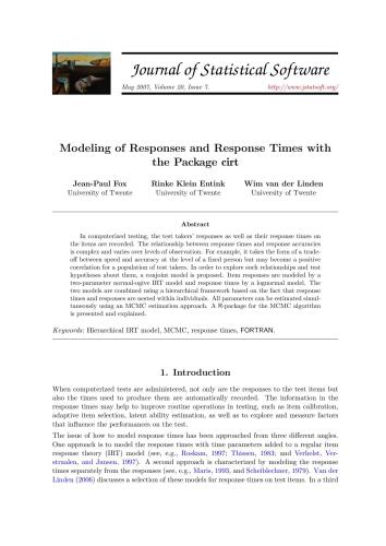 خرید و دانلود نسخه کامل کتاب Modeling of Responses and Response Times with the Package cirt + Code_687a1f188c67b.jpeg خرید و دانلود نسخه کامل کتاب Modeling of Responses and Response Times with the Package cirt + Code