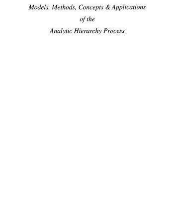 خرید و دانلود نسخه کامل کتاب Models, Methods, Concepts & Applications of the Analytic Hierarchy Process