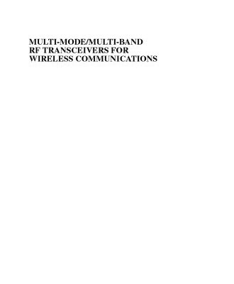 خرید و دانلود نسخه کامل کتاب Multi-Mode   Multi-Band RF Transceivers for Wireless Communications: Advanced Techniques, Architectures, and Trends