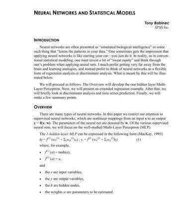 خرید و دانلود نسخه کامل کتاب Neural Networks and Statistical Models