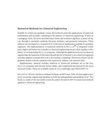 خرید و دانلود نسخه کامل کتاب Numerical Methods for Chemical Engineering: Applications in MATLAB