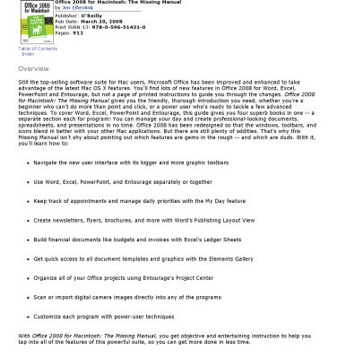 خرید و دانلود نسخه کامل کتاب Office 2008 for Macintosh: The Missing Manual